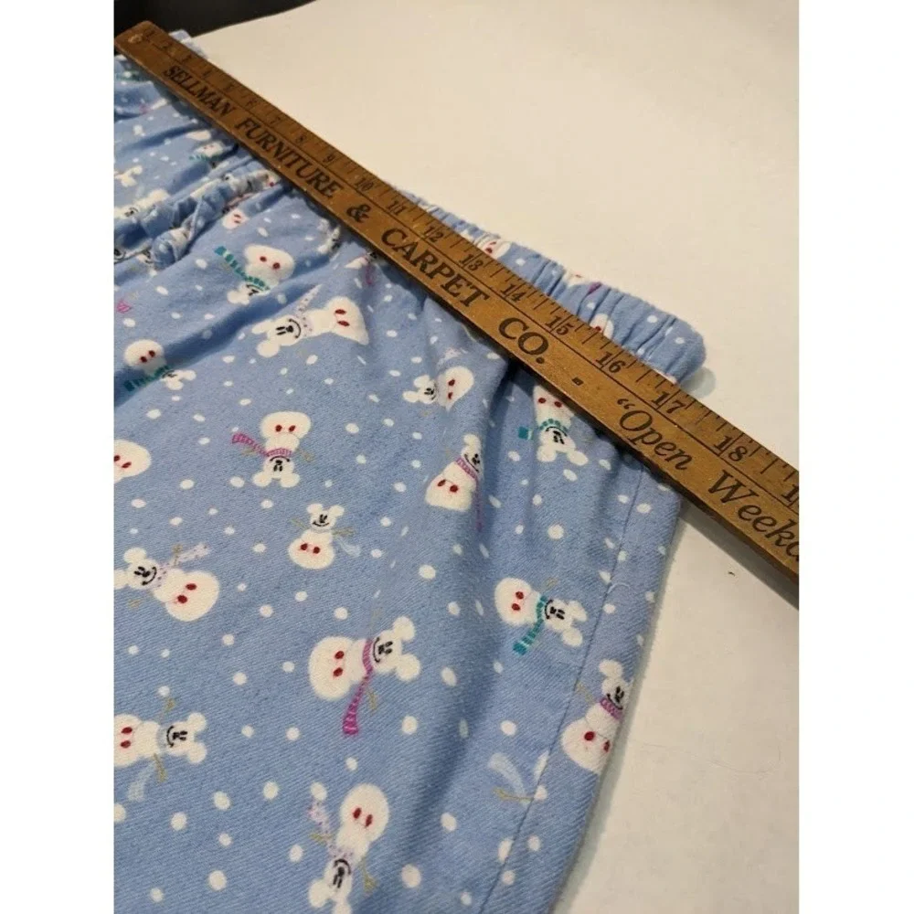 Disney Store Flannel Pajama Set Novelty Print Snowman Mickey Blue Women L/XL - Picture 13 of 16